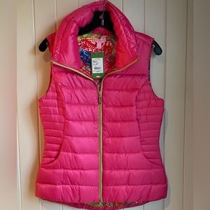 Lilly Pulitzer Allie Packable Vest Down Feather Puffer, Capri Pink Small